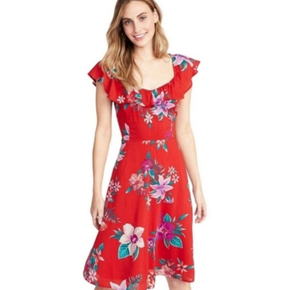 NWOT Old Navy Red Floral Midi Dress